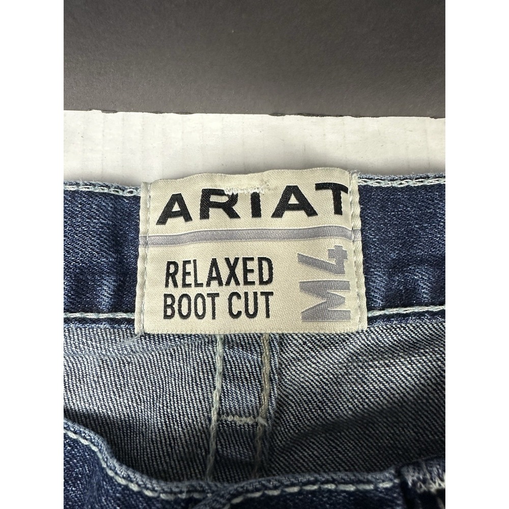 Ariat Jeans Mens 32x34 Blue M4 Relaxed Boot Cut Western Cowboy Heavy Stitching - Picture 8 of 9